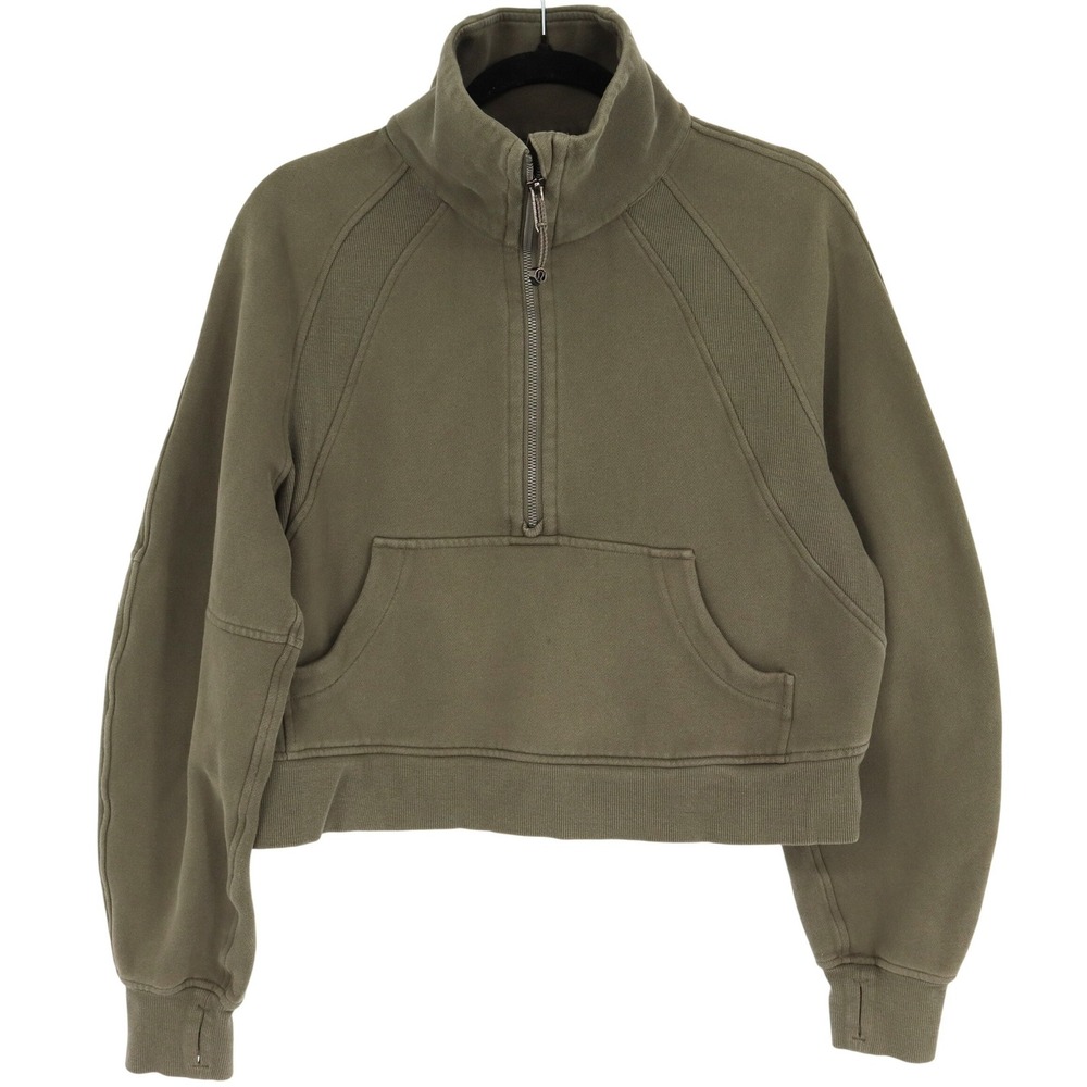 Lululemon Scuba Oversized Half Zip Funnel Neck Size XS/S Olive Green LW3FJ6S